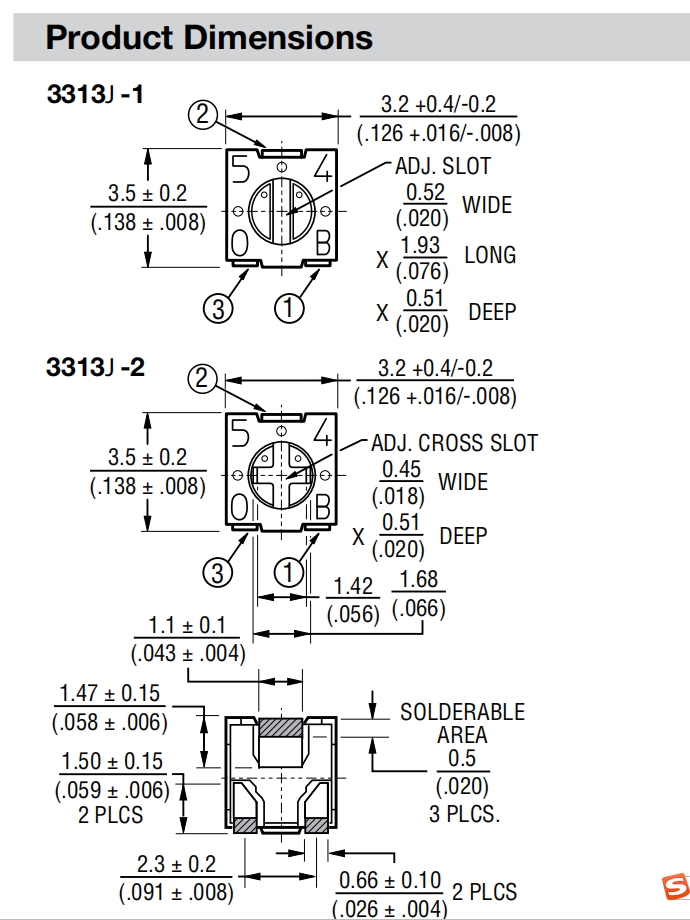 3313J電位器尺寸圖